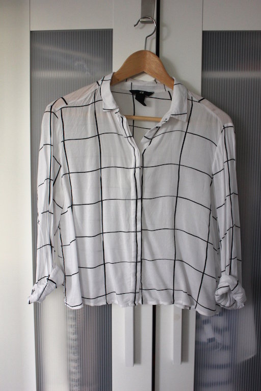 Weiß-Schwarz karierte Bluse H&M