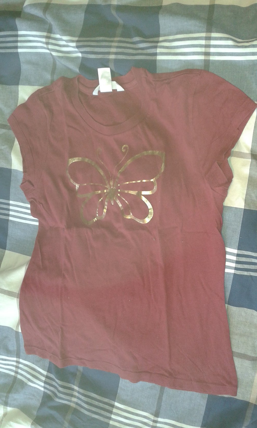 Bordeauxrotes Shirt mit Schmetterlingsdruck