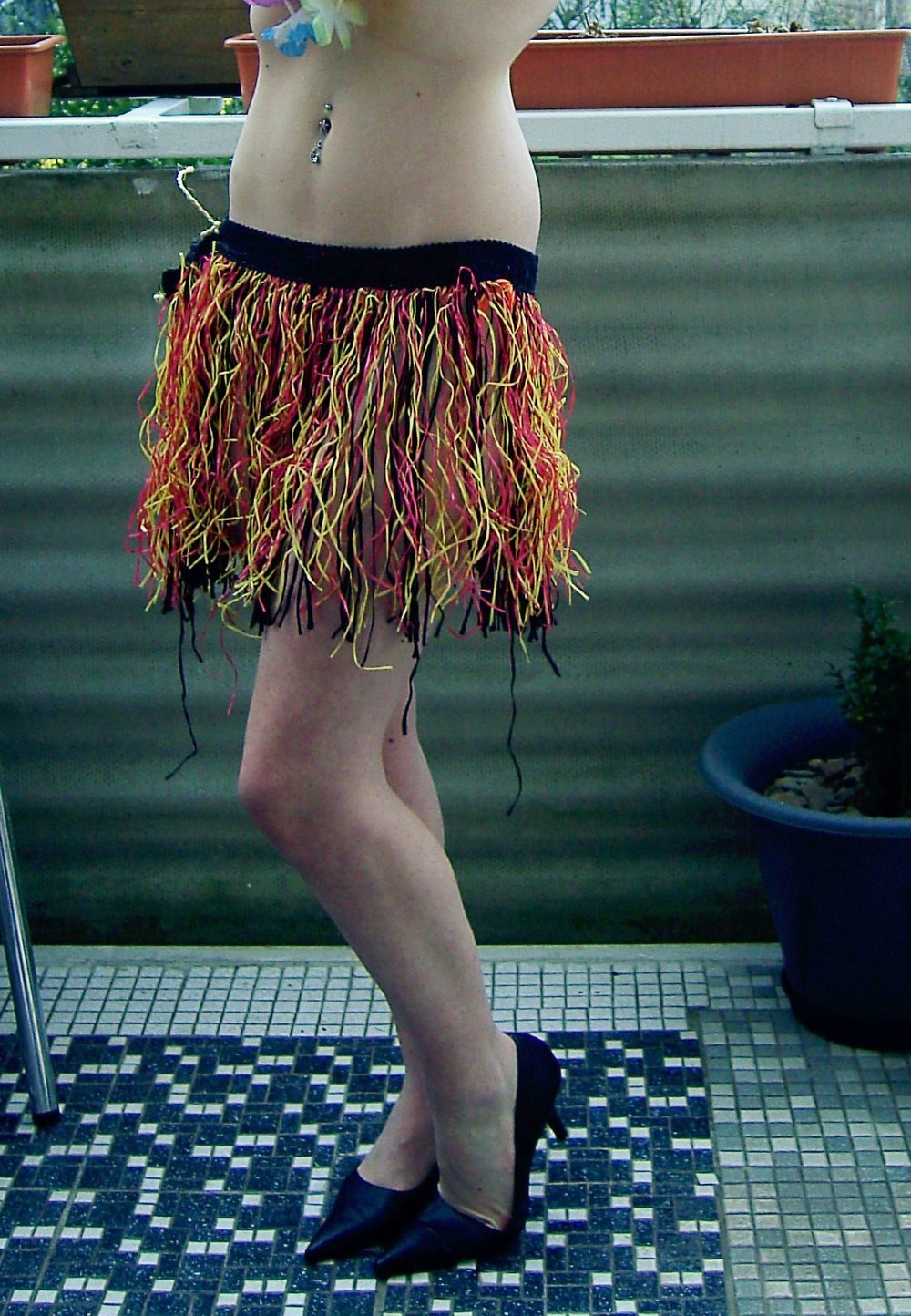 Strandrock, Pau Skirts, Hula Rock mit Gummibund, Fransen Look, Bunt, Gr. S