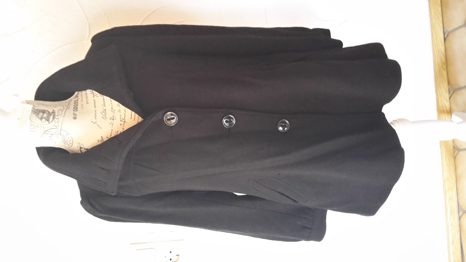 süße Winterjacke, Strukturstoff schwarz 