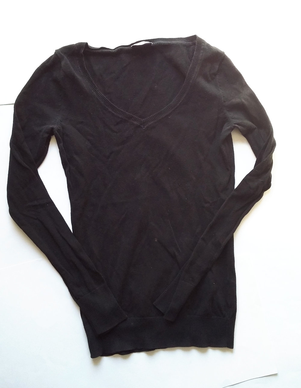 Longsleeve Pulli H&M Gr. S V-Ausschnitt Shirt schwarz