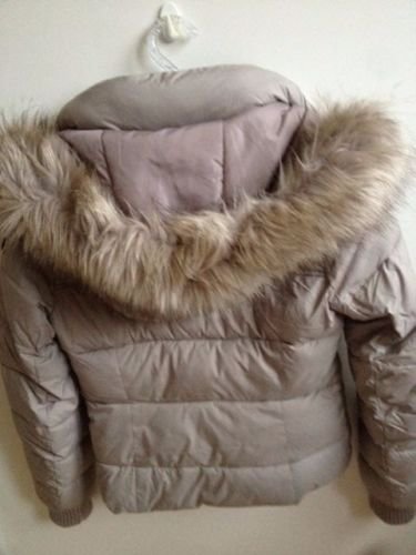 Abercrombie & Fitch Daunenjacke/Winterjacke Pelz grau-beige *wie neu* Gr. S