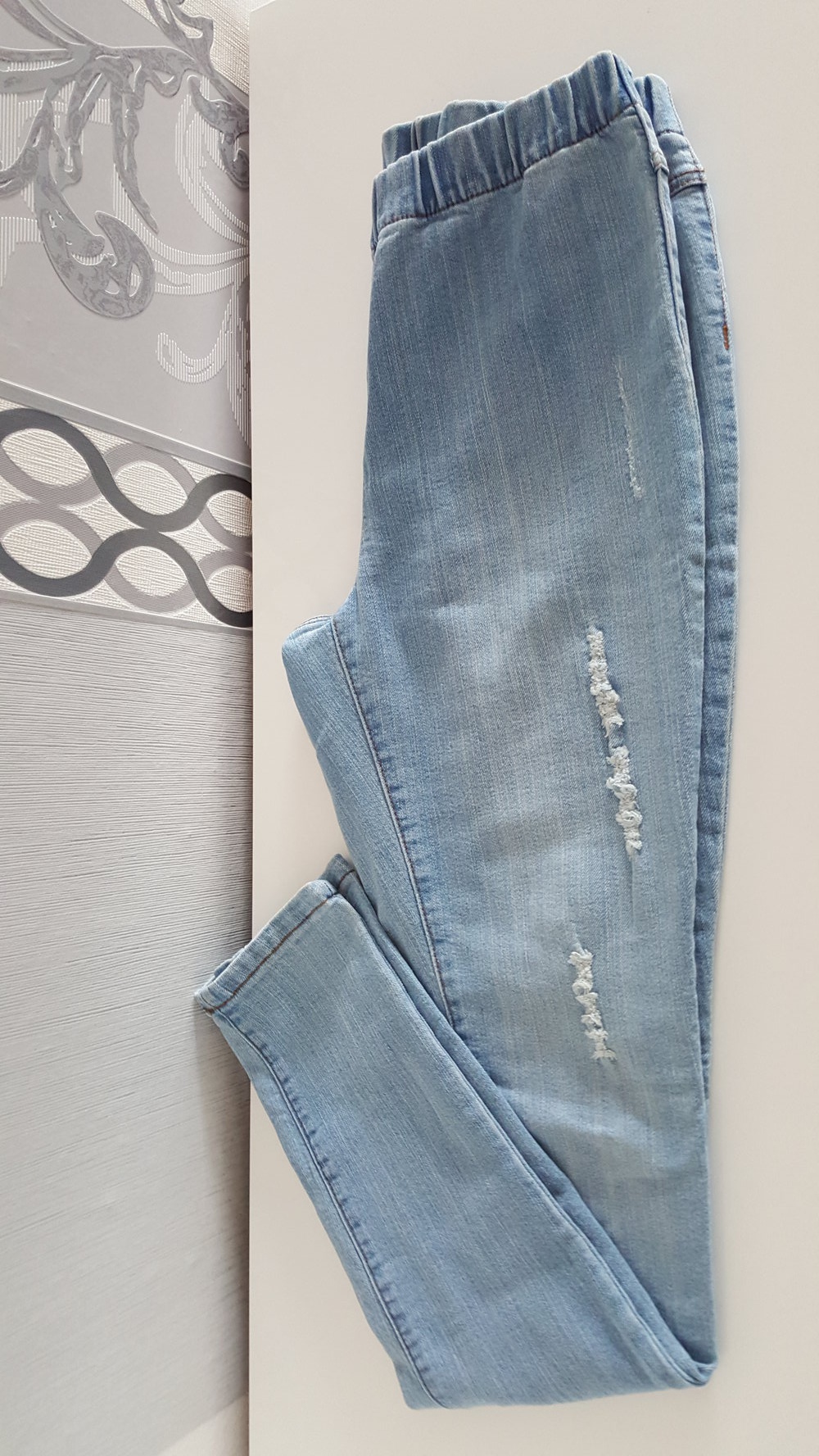 Jeans Leggings Jeansleggings Used Look 40 42 L XL Neu Blau Hellblau 