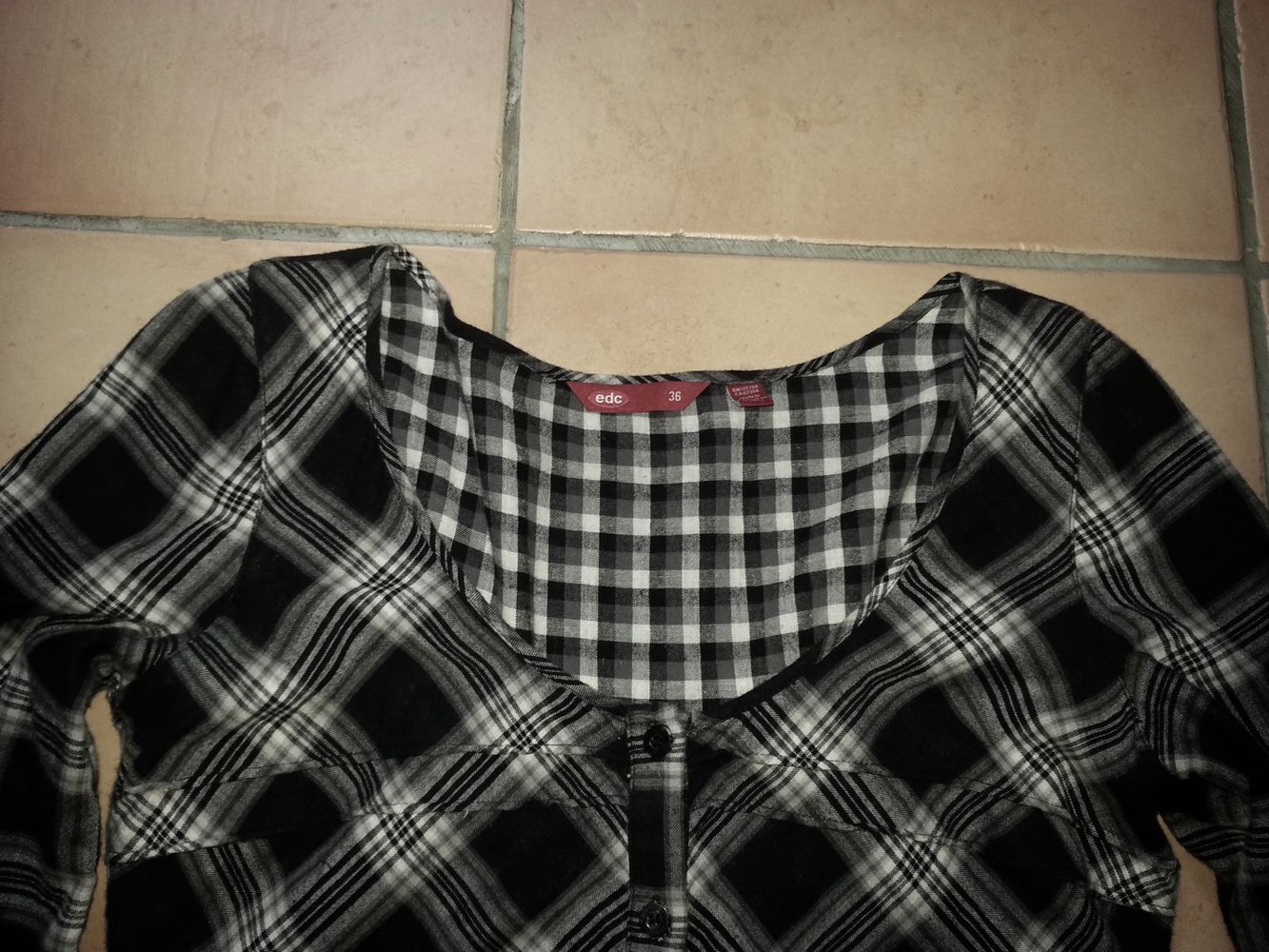 EDC BY ESPRIT * TUNIKA * KLEID * SCHWARZ- WEIß * KARIERT * 36 * WIE NEU