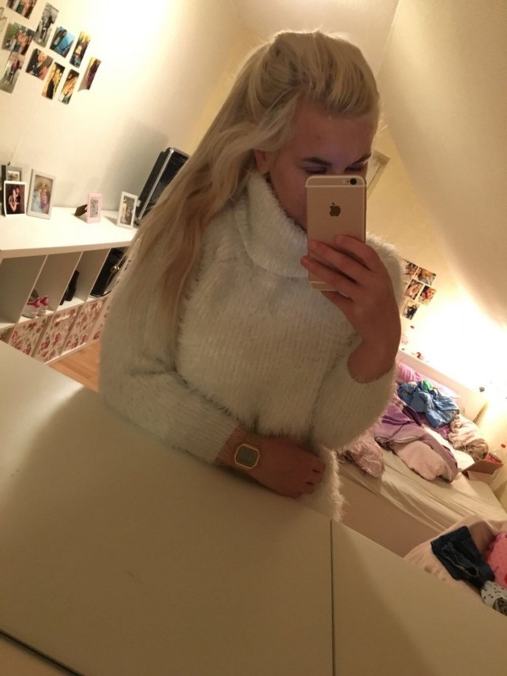 Weißer, flauschiger Pullover H&M 