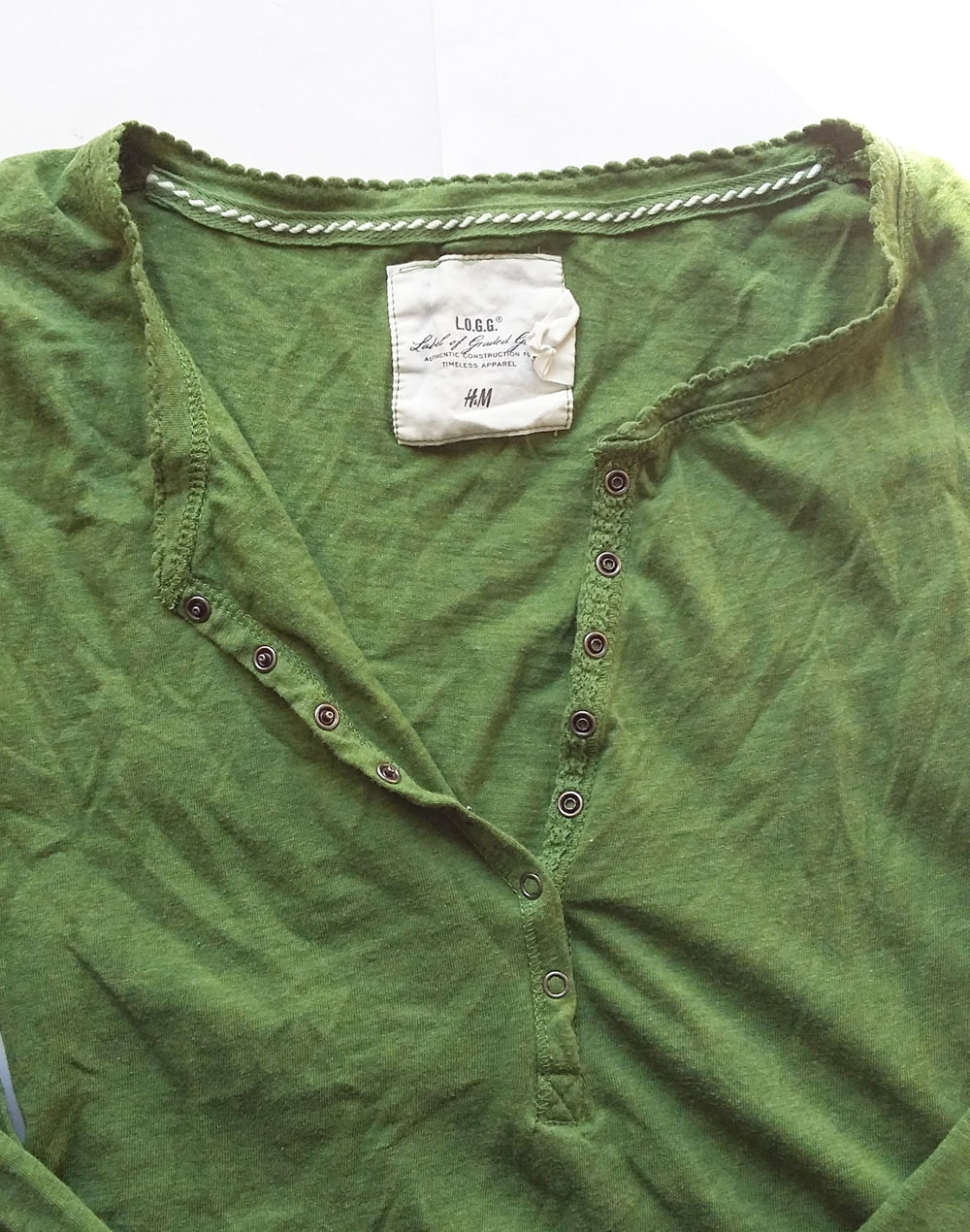 NEU Longsleeve Shirt H&M olivgrün Gr. XS mit Druckknöpfen