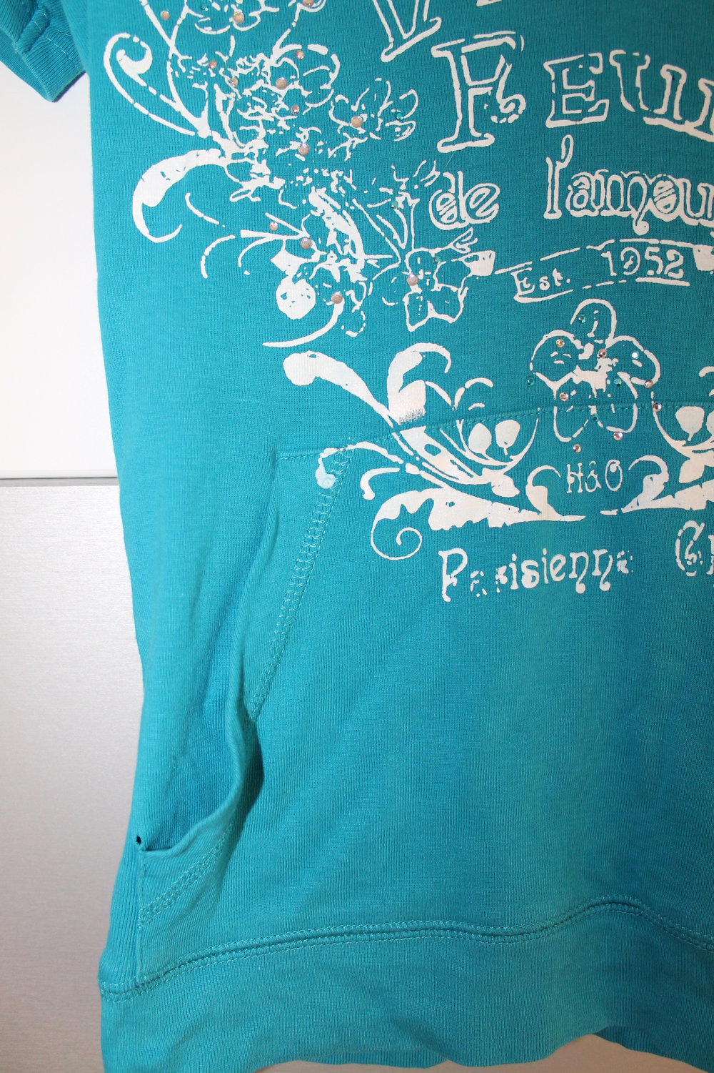 lässiges Oberteil mit Kapuze in Türkis