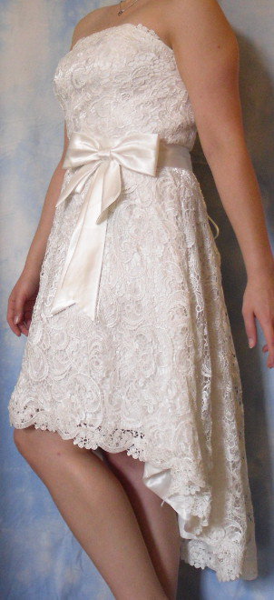 Wunderschönes Vokuhila Spitzen Brautkleid, Cocktailkleid, Hochzeitskleid, Standesamtkleid