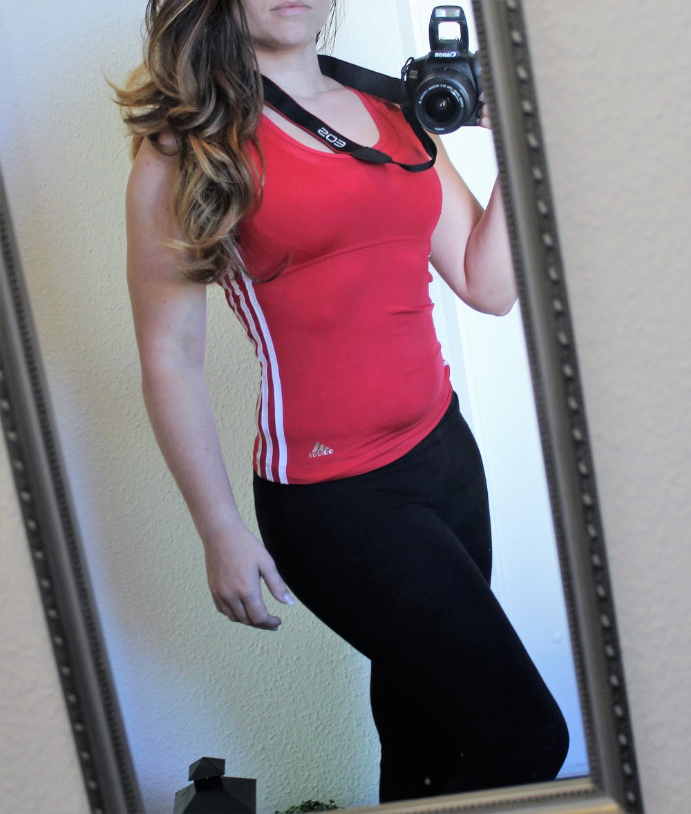 Adidas 3-Stripes Climalite Sport / Fitness Top rot weiss XS / S