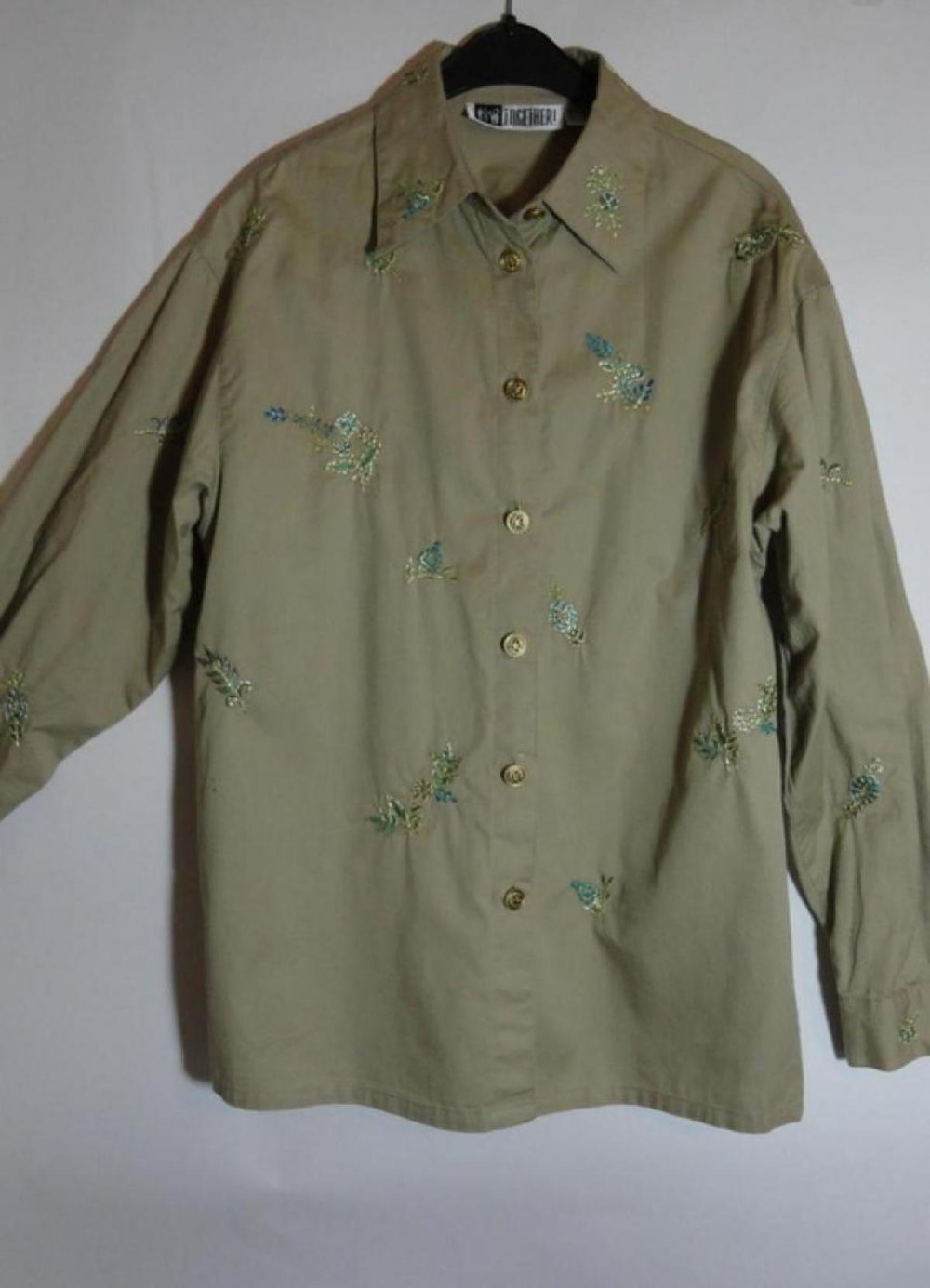 Hemdbluse Khaki Safari Vintage 80er Gr. M