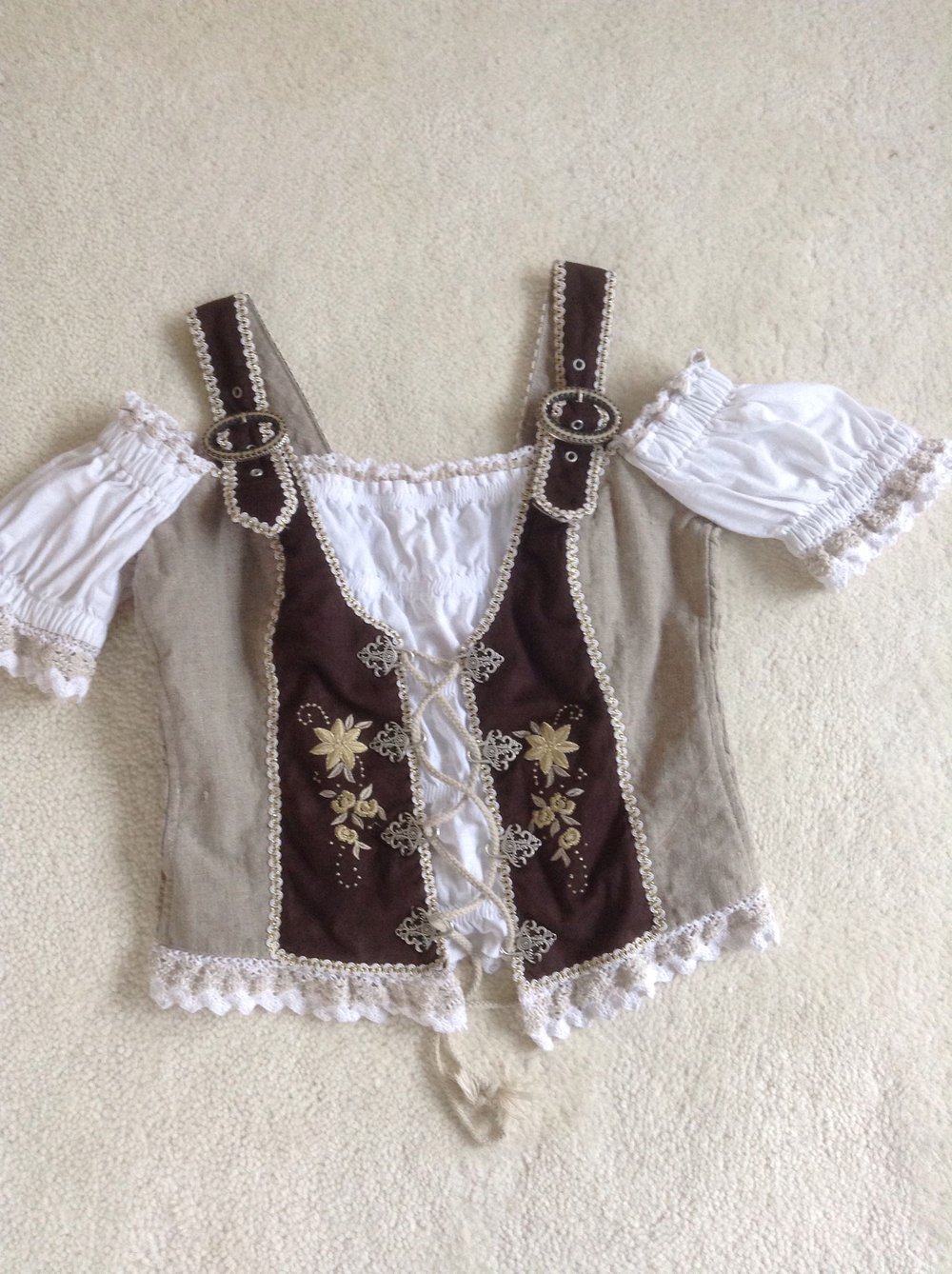 Trachtenoberteil / Oktoberfest / Natur-braun / Gr. 38 / Fuchs Trachtenmoden