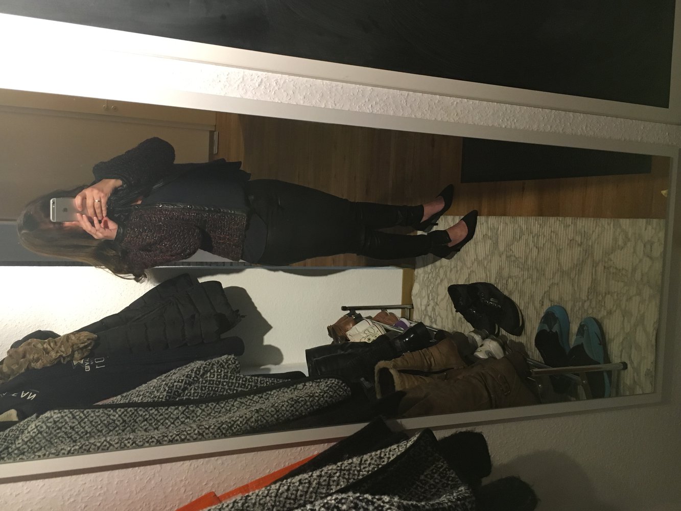 Strukturierte Jacke mit Leder Einsätze 