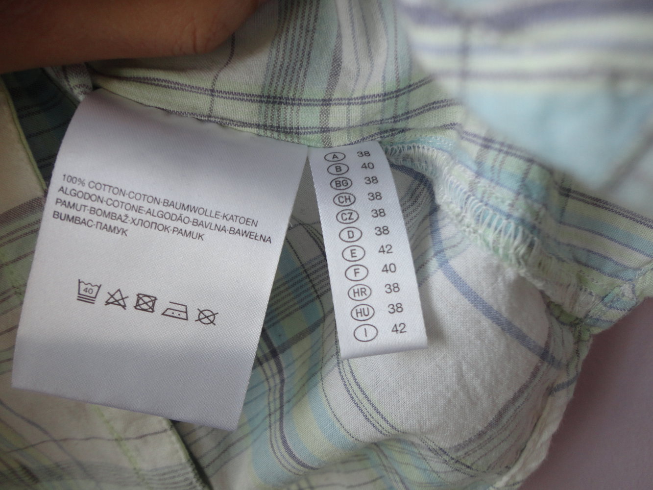 Bluse Hemd hell blau grün weiß kariert Yessica C&A Basic Sommer