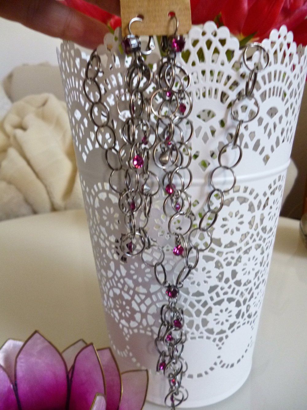 Konplott Set Gleaming Concert Ohrringe + Kette pink