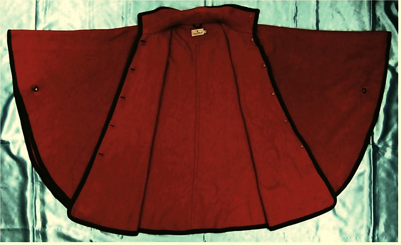 Poncho von Conte of Florence - Dunkelbräunlichrot mit Khaki-Saum - Größe 44