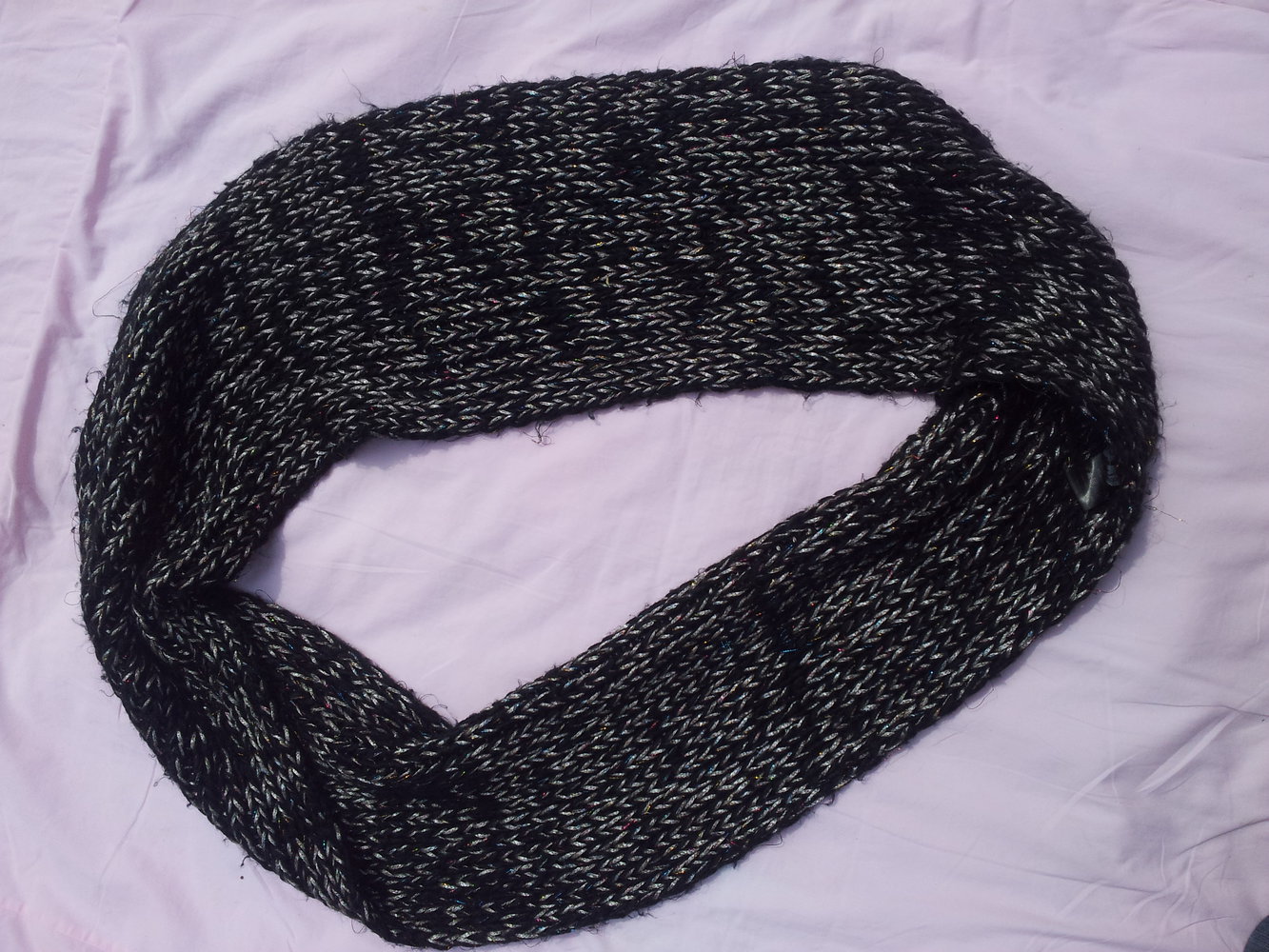 Loop Schal Strick schwarz gold bunt