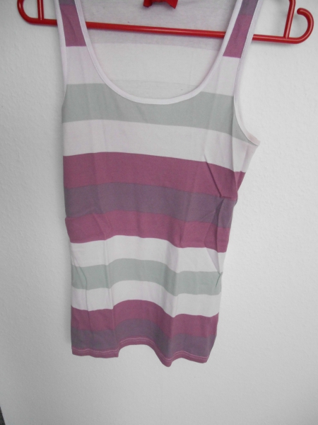 Top lila, mint gestreift