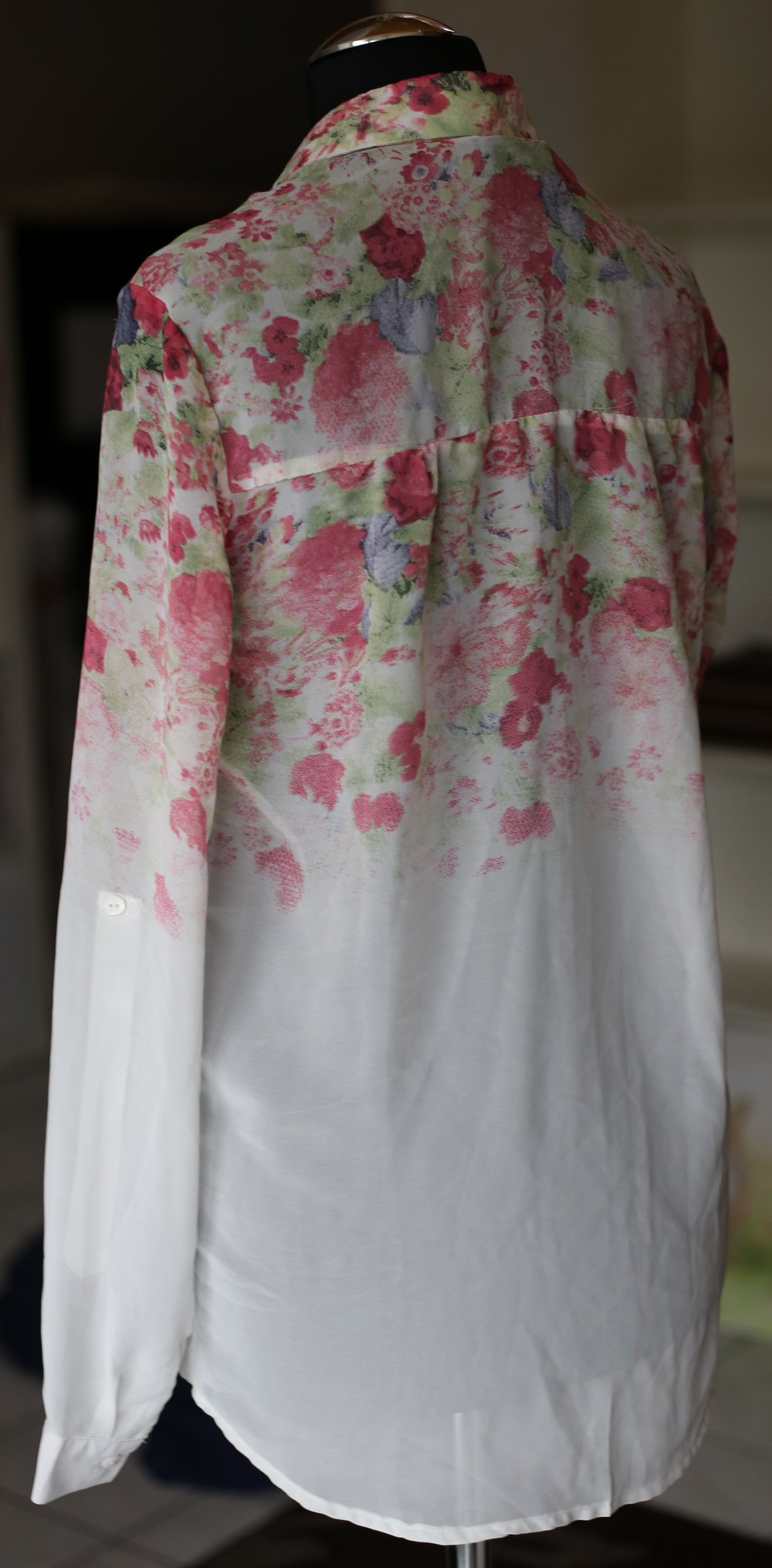 Blumenbluse XS 34 Weiß Pink