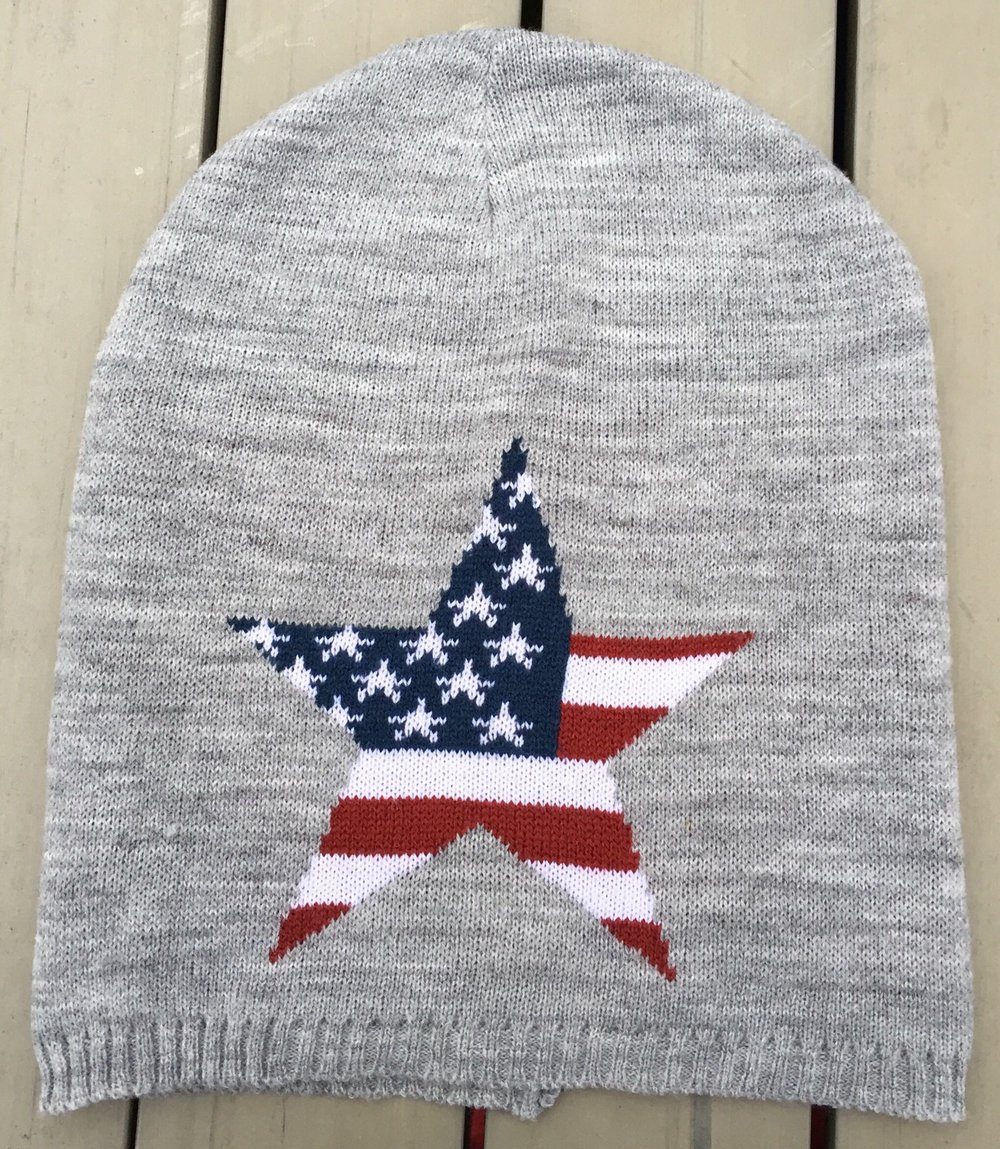 SUBLEVEL Mütze BEANIE •Stars & Stripes• unisex onesize grau 
