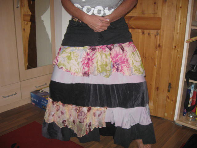 *** DIY Rüschen Jeans-Patchworkrock ~ Hippie Boho Lagenlook ***