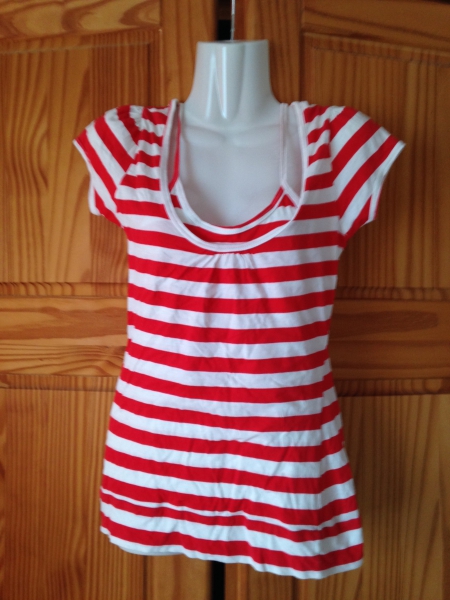 Tshirt mit Top drunter, gestreift, rot/weiss