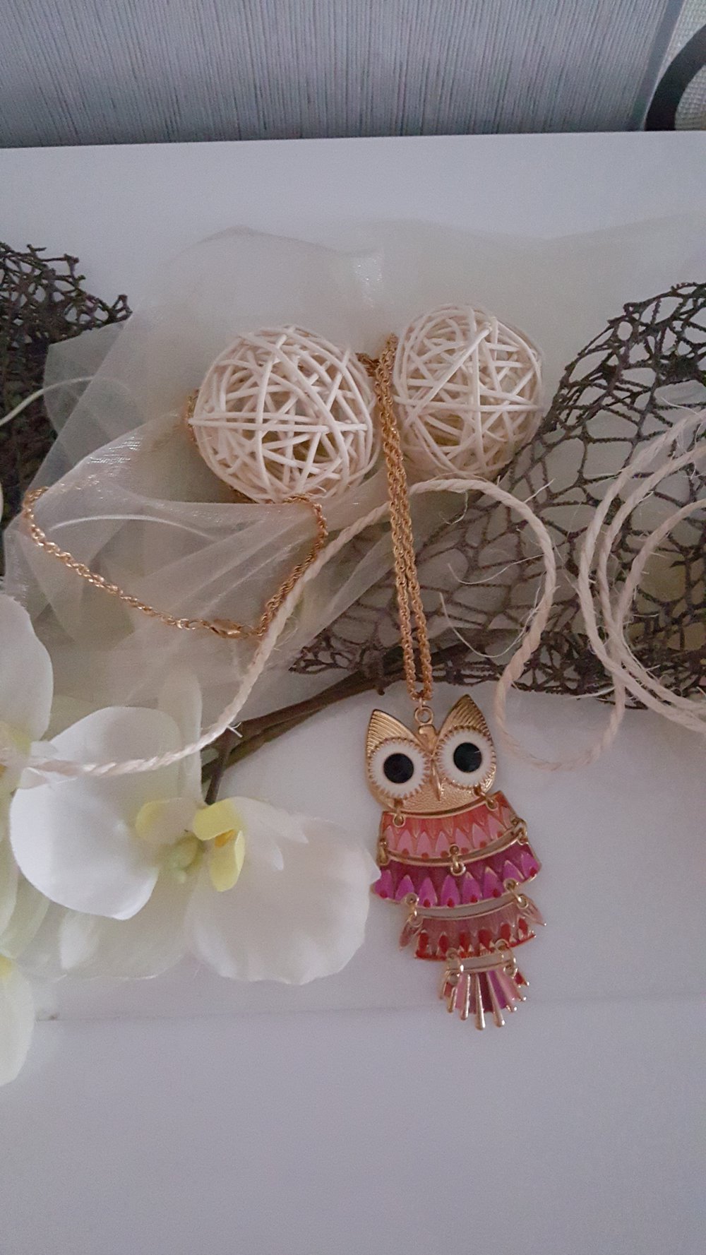 Süße Eulen Kette in Pink