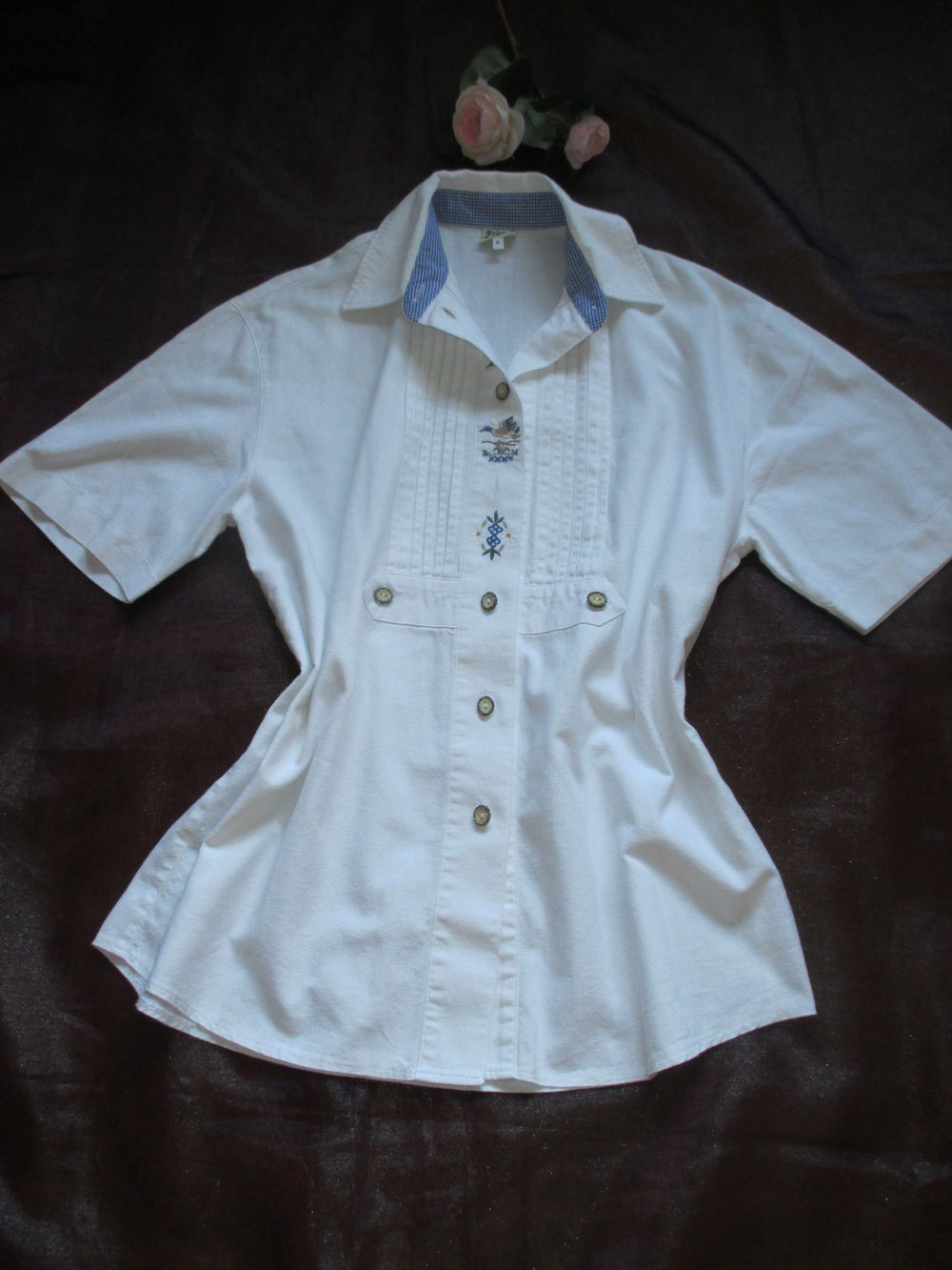 NEU * Original Granny VINTAGE * Nostalgie * Brauchtum * Folklore * Trachten * Volksfest * Oktoberfest * Edelweiss * Blüten * Flower * Stickerei * BLUSE 