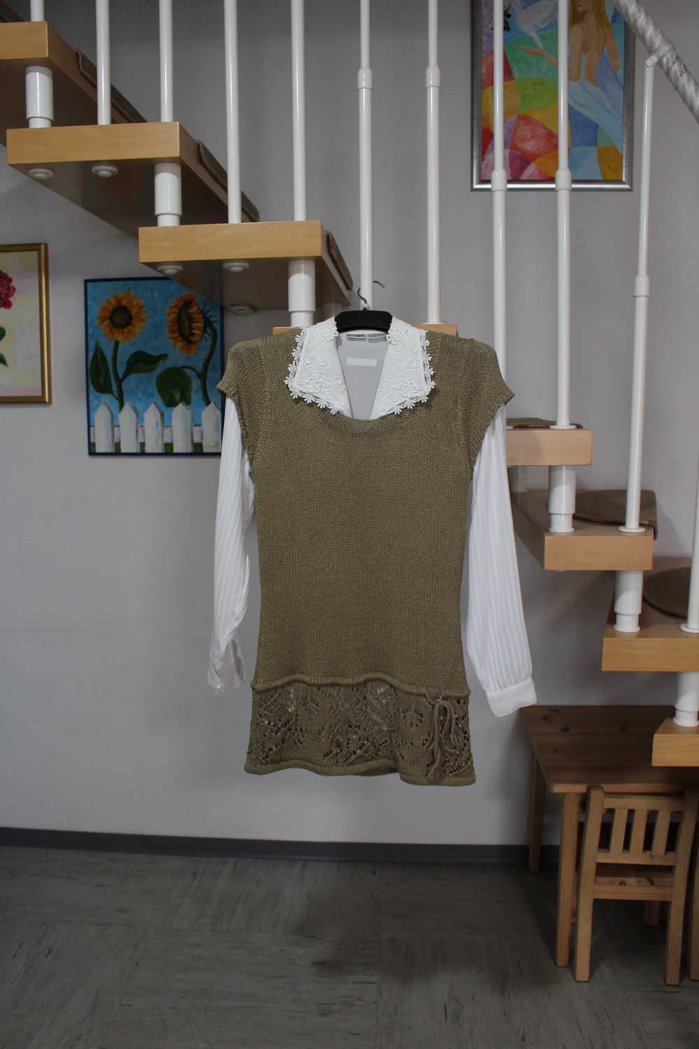 356. Lange Strickweste/Pulli von Promod, Gr. 40