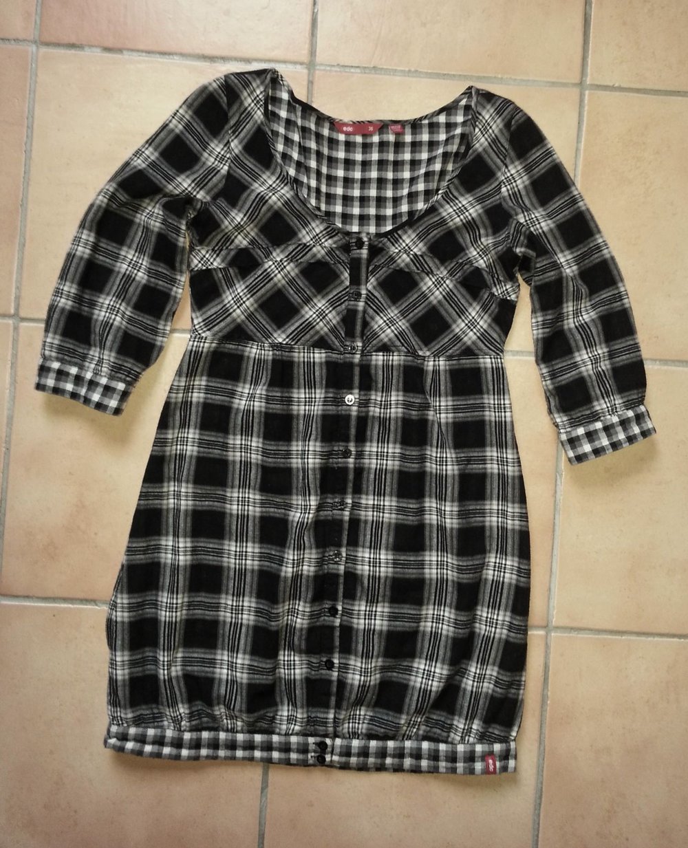 EDC BY ESPRIT * TUNIKA * KLEID * SCHWARZ- WEIß * KARIERT * 36 * WIE NEU