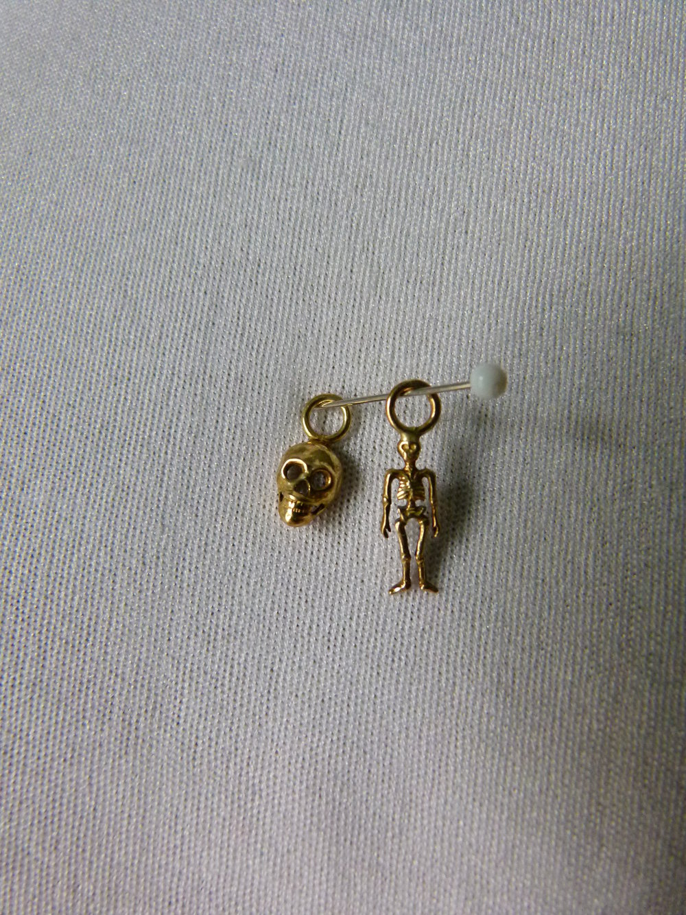 Miniatur Anhänger Totenkopf & Skelett, 2er Set, vergoldetes 925er Echtsilber, Gothic Boho Mori Goa Festival