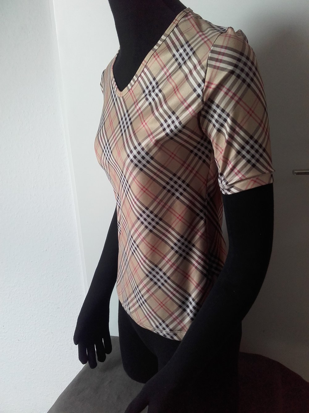 Jean Marie beige karriert Thisrt / Unterhemd, M