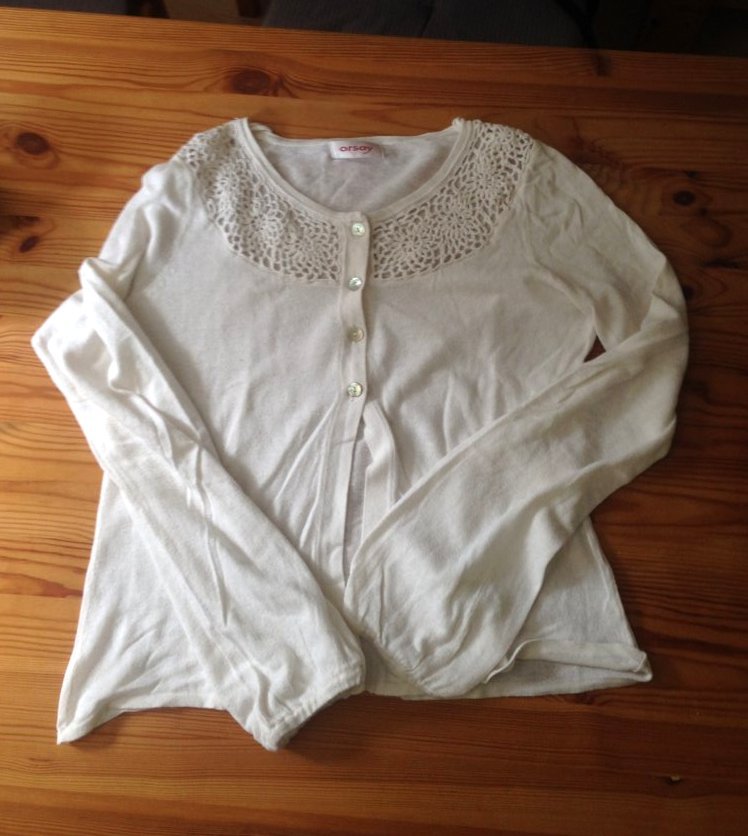 süße Cardigan mit Häkeleinsatz