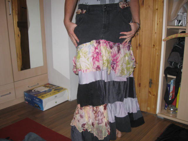 *** DIY Rüschen Jeans-Patchworkrock ~ Hippie Boho Lagenlook ***