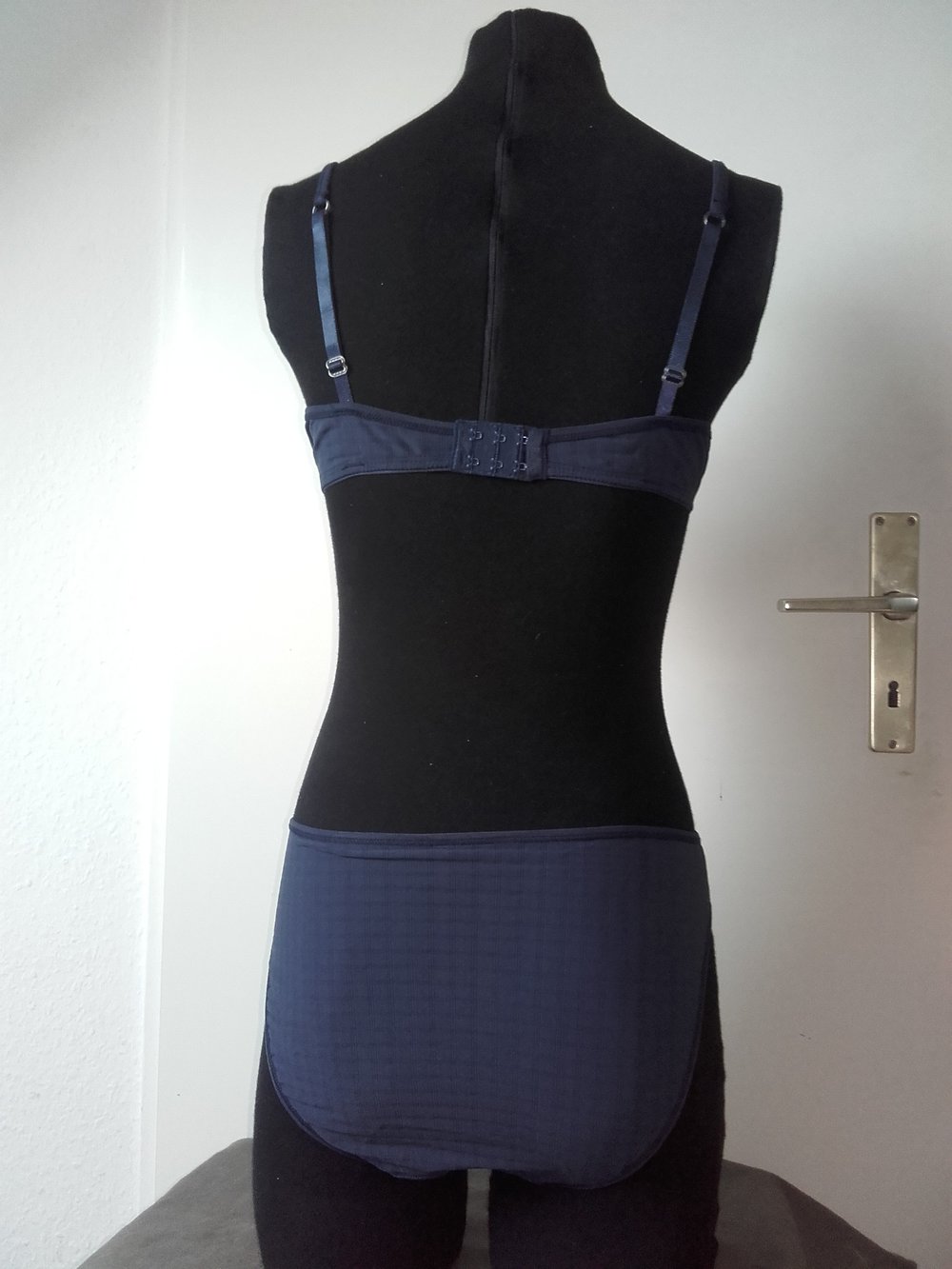 Basic Set, BH und Slip in blau karriert, 80B+M, 75BS, 85BL