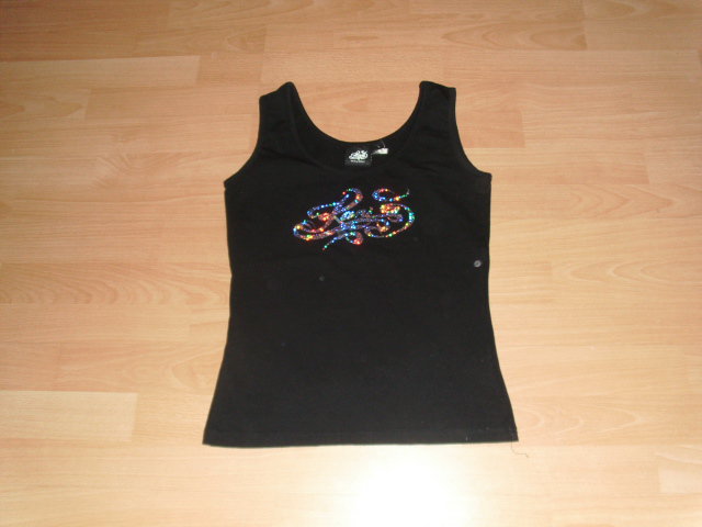 Top von Ladies, schwarz mit Motiv, Gr. 36