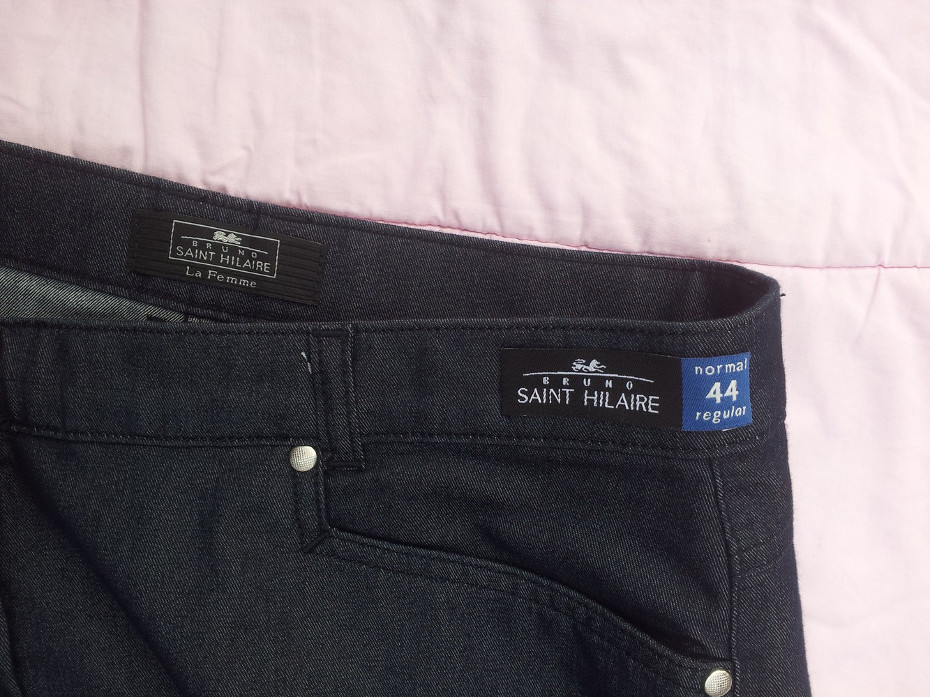  7/8 Hose Bruno Saint Hilaire blau karierter Fußsaum Stiefelhose NEU