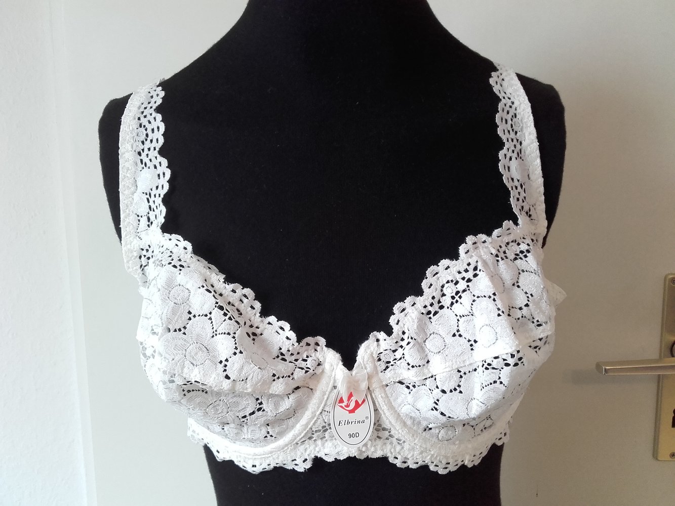 weißer durchscheinender Spitzen BH von Elbrina, 90D