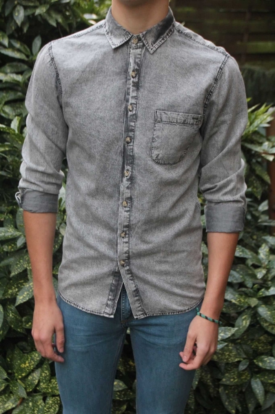 Jeans Hemd Grau !Solid Gr. S