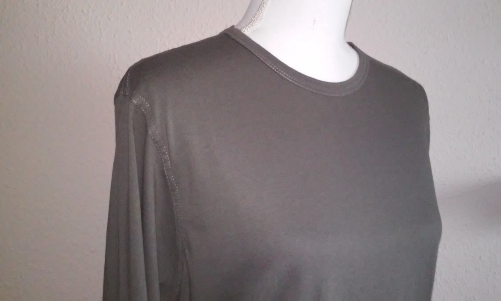 ER/SIE Sweatshirt Langarm Shirt Rundhals Pulli Freizeit/Sport/Unterzieher Basic-Oberteil (in Taupe) stretchig