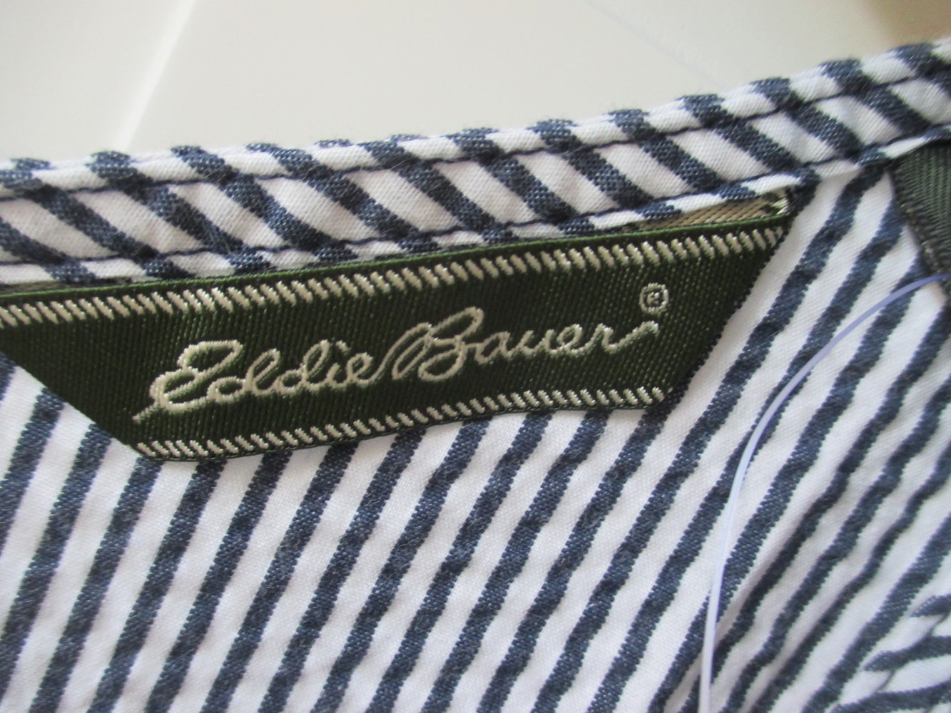 maritimes Trägerkleid, weiß - blau gestreift, Eddie Bauer, neu mit Etikett, Gr. 32/34