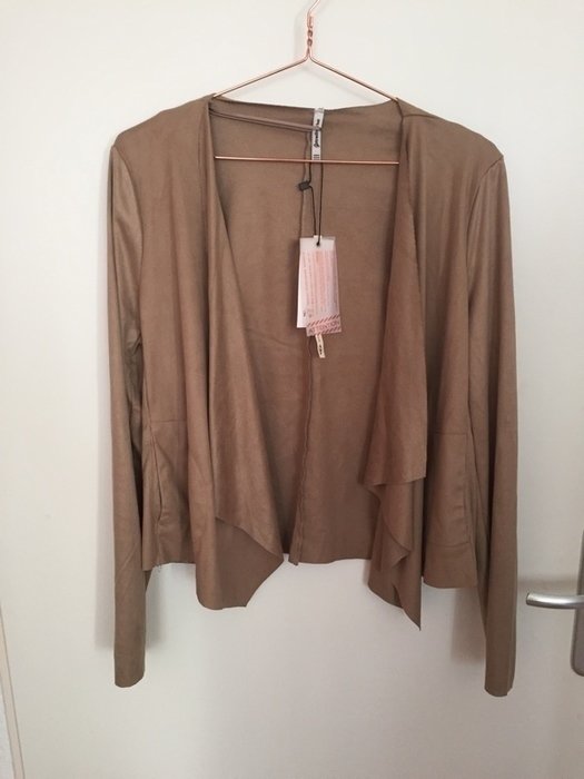 Lederjacke mit Wasserfallsaum Wildlederoptik beige neu Wildleder Look Hippie boho