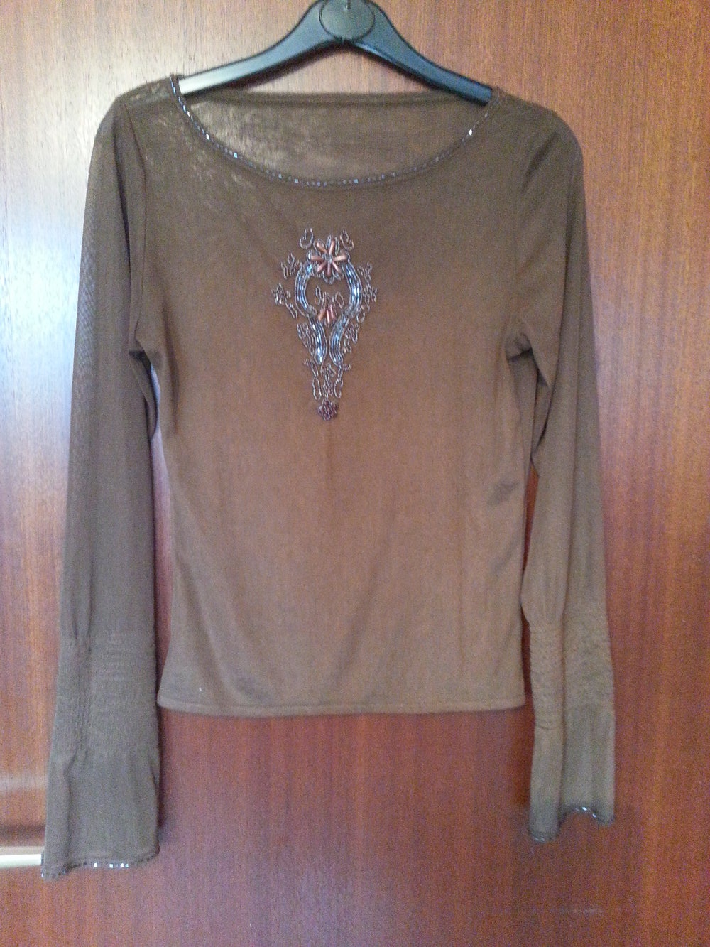 Chiffonbluse, Bluse, geschmückt mit Glassperlen