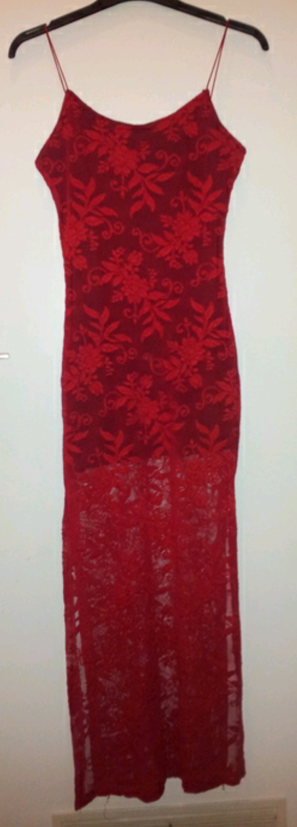 Sexy Designer Abendkleid Gr. XS S Rot Kleid Spitze Transparent Spitzenkleid wie neu Party Sylvester Weihnachten Clubbing 