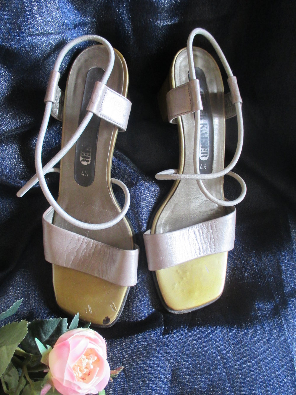 Ausgefallene VINTAGE Echt Lack- Leder Sandalen Sandaletten 