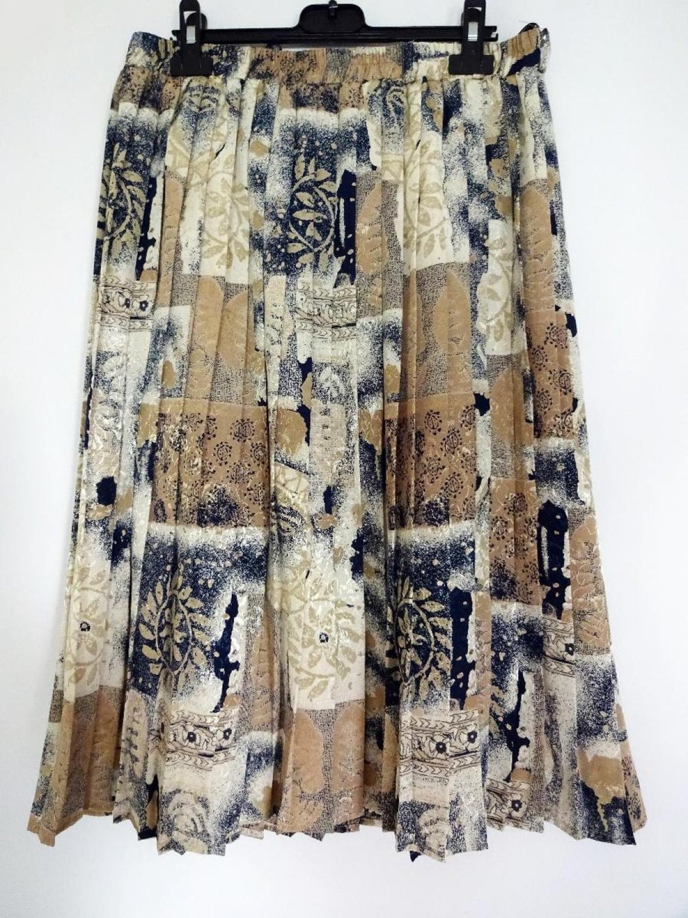 Faltenrock True Vintage Erdtöne 90er Midirock Gr. L Gr. 44