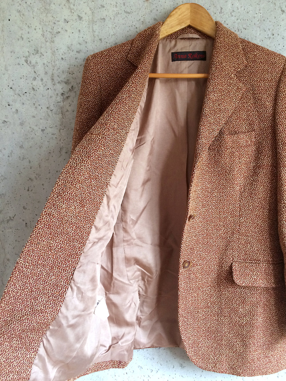 Vintage Jacke Blazer Jackett Tweed altrosa rostrot beige meliert