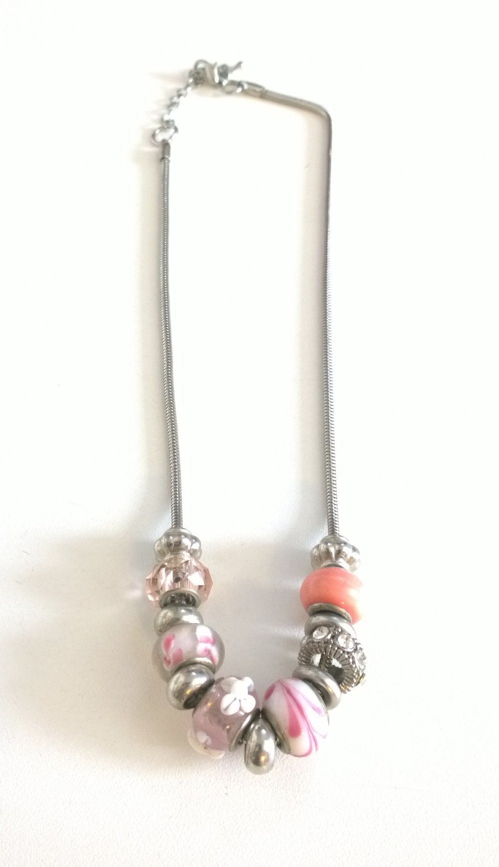 Kette, kurz, silber, rosa