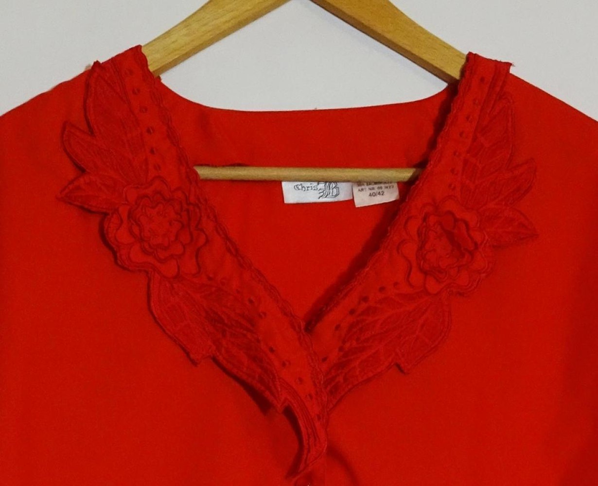 Rote Bluse True Vintage 80er Gr. M Gr. 40 Gr. 42 Gr. 40/42
