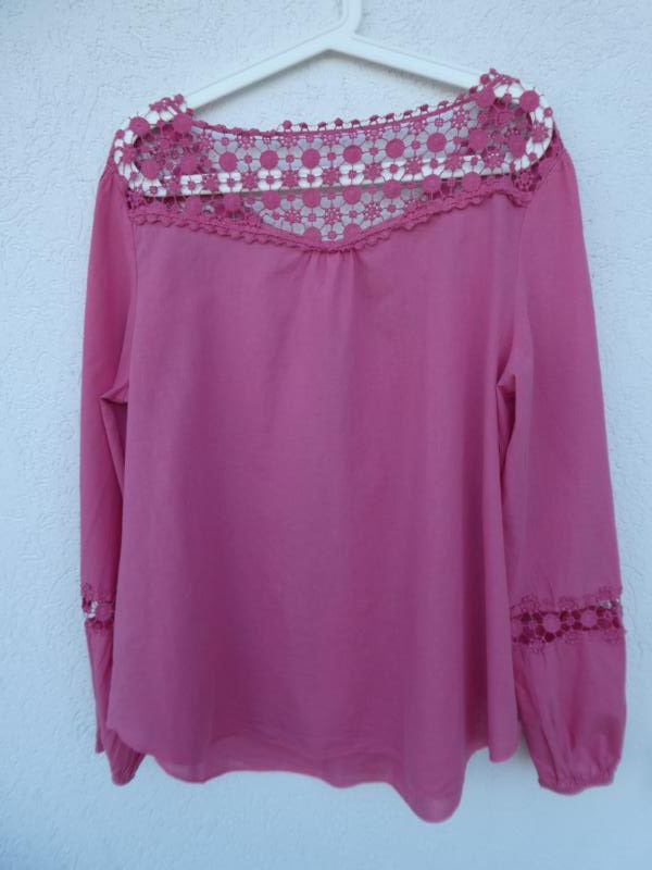 NEU - Atmosphere – Damen Oberteil mit Häkeleien an Dekolleté, Rücken und Ärmeln, dunkles altrosa