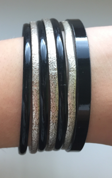 Armreifen-Set schwarz-silber